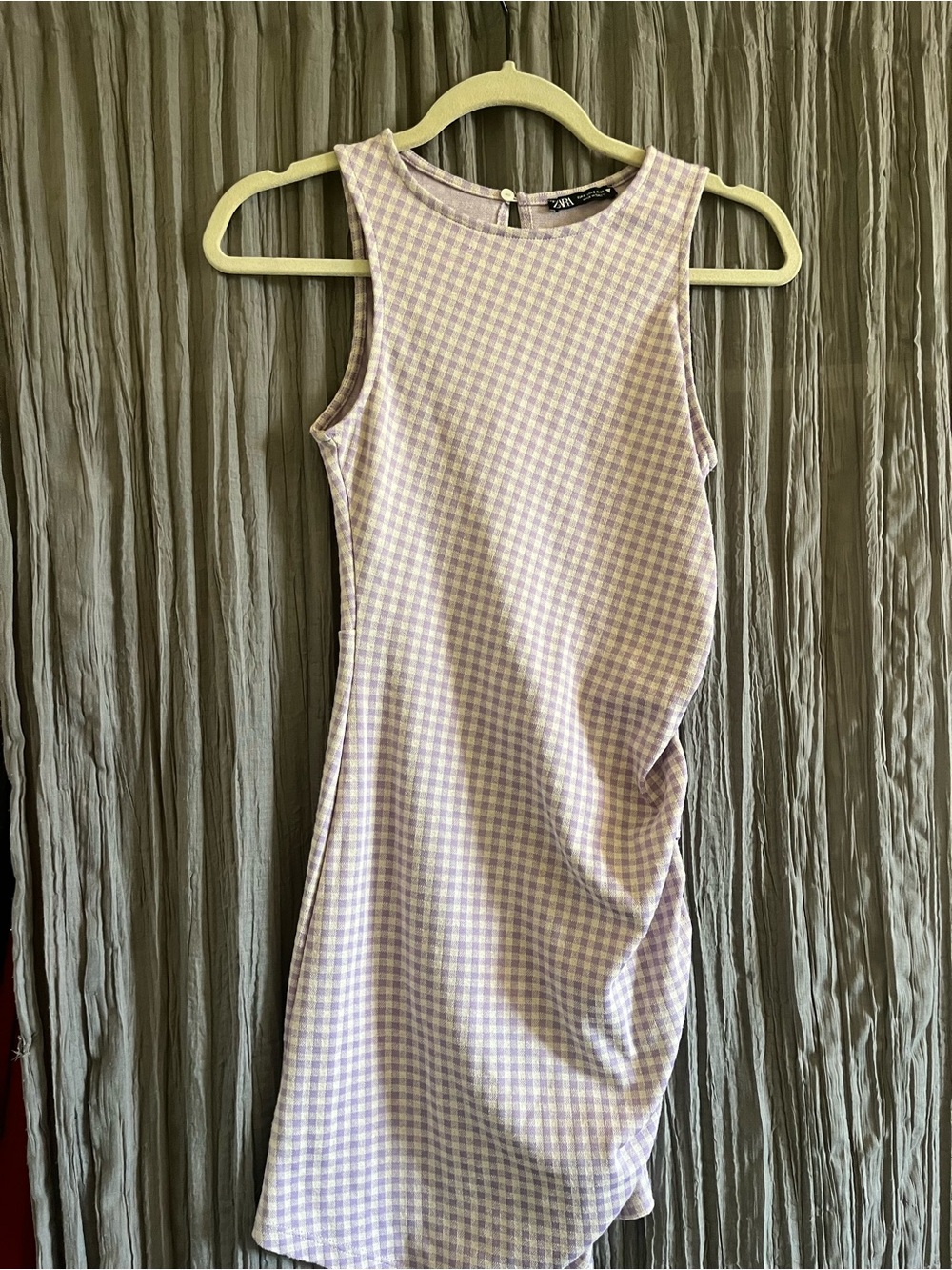 Zara Lilac Gingham Sleeveless Sheath Dress